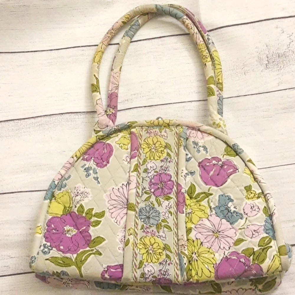 Vera Bradley Floral Watercolor Kiss Lock Quilted Shoulder Bag VTG **AS-IS WEAR**